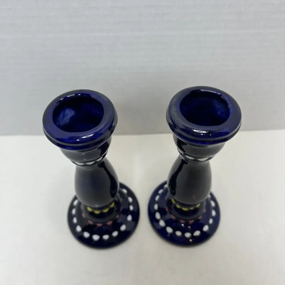 Pair Of Cobalt Blue Ceramic 6